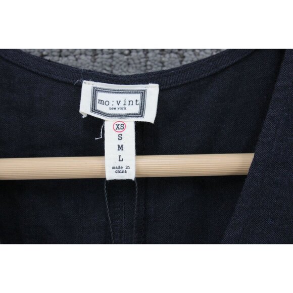 Mo:vint By Anthropologie Fit & Flare Dress Women XS Black Solid Short Sleeve NWT - Picture 4 of 7